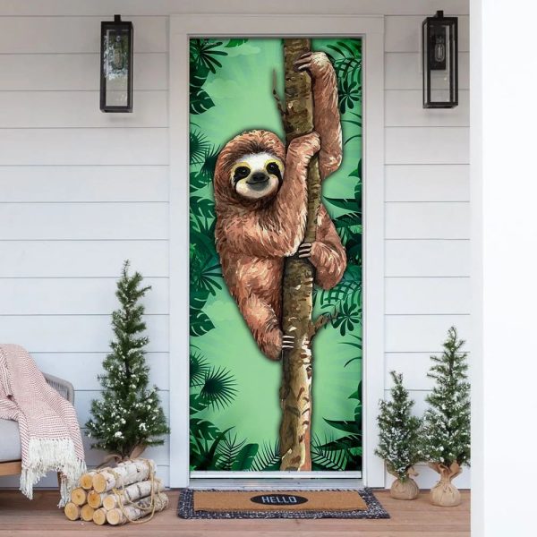 Happy Sloth Door Cover – Unique Gifts Doorcover – Christmas Gift For Friends