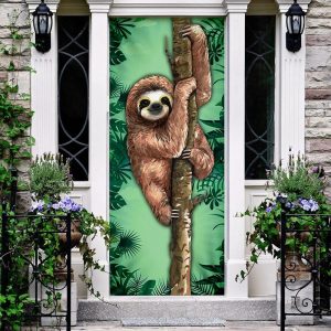 Happy Sloth Door Cover Unique Gifts Doorcover Christmas Gift For Friends 2