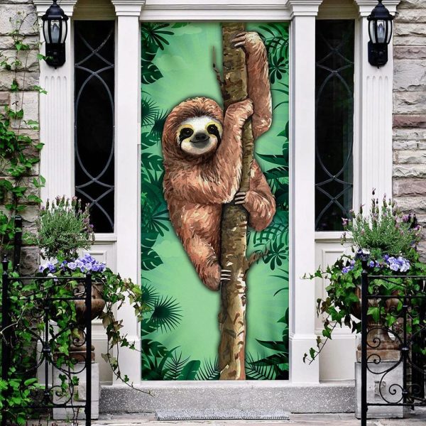 Happy Sloth Door Cover – Unique Gifts Doorcover – Christmas Gift For Friends