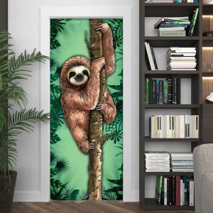 Happy Sloth Door Cover Unique Gifts Doorcover Christmas Gift For Friends 3