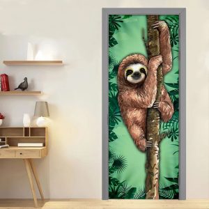 Happy Sloth Door Cover Unique Gifts Doorcover Christmas Gift For Friends 4