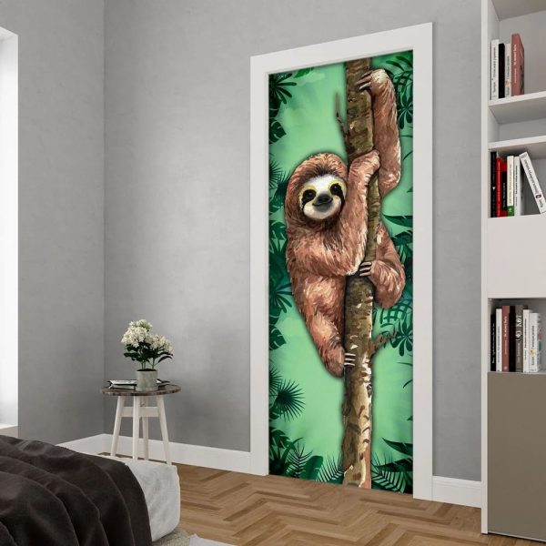 Happy Sloth Door Cover – Unique Gifts Doorcover – Christmas Gift For Friends