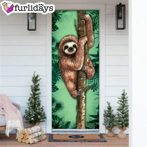 Happy Sloth Door Cover Unique Gifts Doorcover Christmas Gift For Friends 6