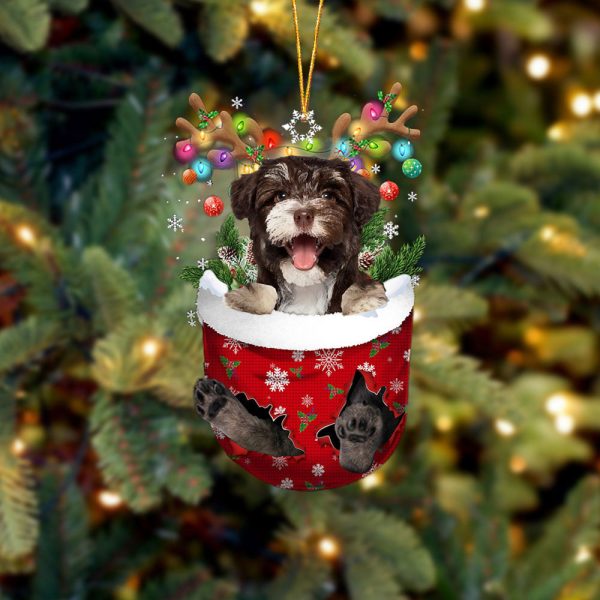 Havanese 2 In Snow Pocket Christmas Ornament – Two Sided Christmas Plastic Hanging