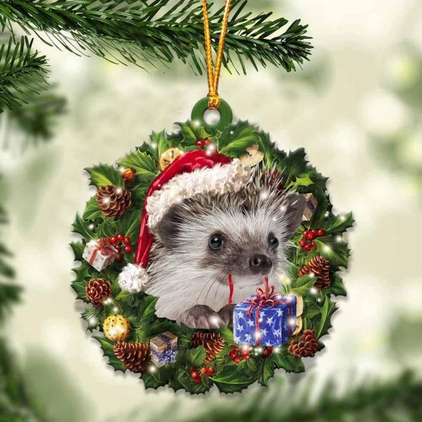 Hedgehog And Christmas Ornament – Acrylic Dog Ornament – Gifts For Dog Lovers