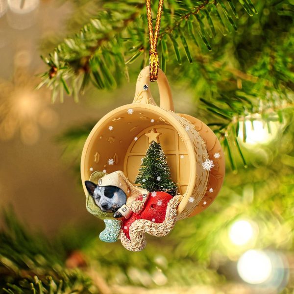 Heeler Sleeping In A Tiny Cup Christmas Holiday Two Sided Ornament – Best Gifts for Dog Lovers