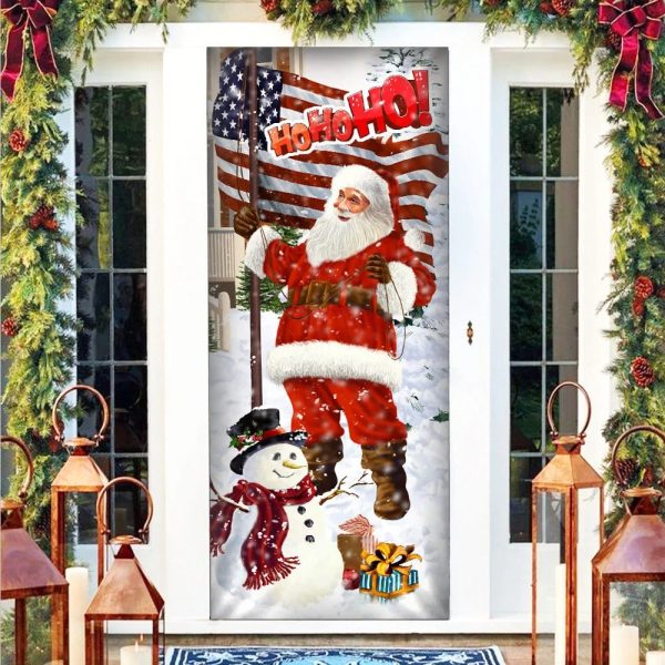 Ho Ho Ho Saus Door Cover – Merry Christmas Home Decor – Christmas Outdoor Decoration