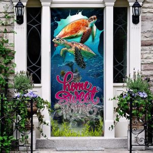 Home Sweet Home. Turtle Lover Door Cover Unique Gifts Doorcover Holiday Decor 2