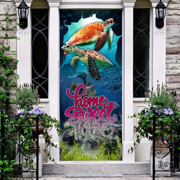 Home Sweet Home. Turtle Lover Door Cover – Unique Gifts Doorcover – Holiday Decor