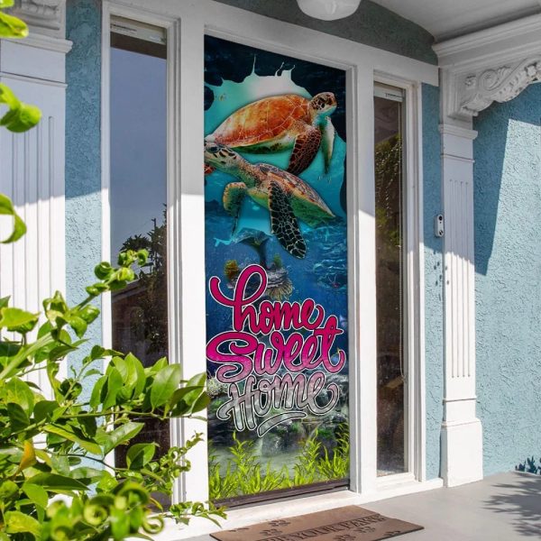 Home Sweet Home. Turtle Lover Door Cover – Unique Gifts Doorcover – Holiday Decor