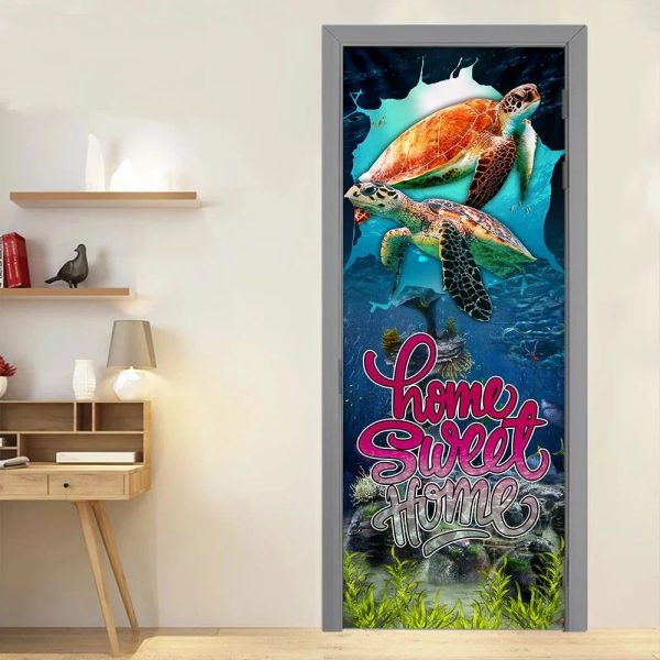 Home Sweet Home. Turtle Lover Door Cover – Unique Gifts Doorcover – Holiday Decor