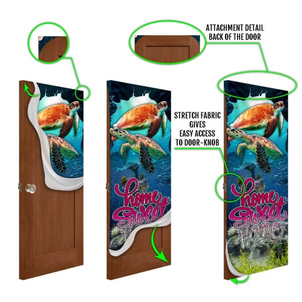 Home Sweet Home. Turtle Lover Door Cover – Unique Gifts Doorcover – Holiday Decor