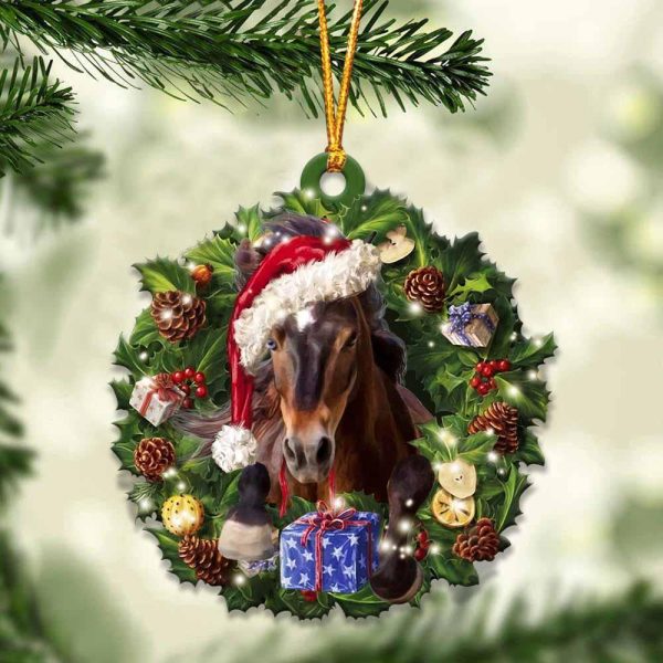 Horse And Christmas Ornament – Acrylic Horse Ornament – Gifts For Animals Lovers