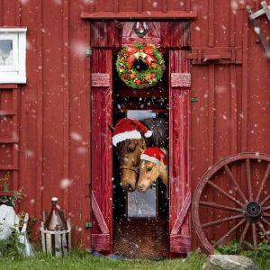 Horse Christmas Barn Door Cover Christmas Horse Decor Christmas Outdoor Decoration Unique Gifts Doorcover 4