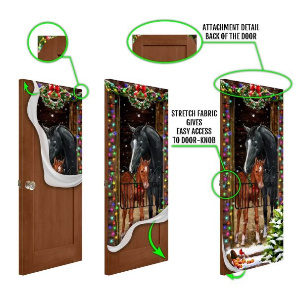 Horse Christmas Door Couple Happy Couple Christmas Outdoor Decoration – Unique Gifts Doorcover