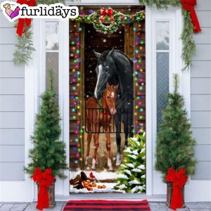 Horse Christmas Door Couple Happy Couple Christmas Outdoor Decoration Unique Gifts Doorcover 6