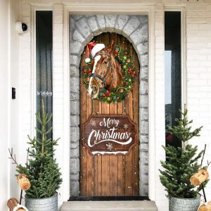 Horse Christmas Door Cover Christmas Horse Decor Christmas Outdoor Decoration Unique Gifts Doorcover 1