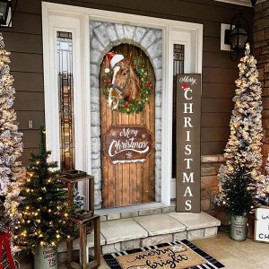 Horse Christmas Door Cover Christmas Horse Decor Christmas Outdoor Decoration Unique Gifts Doorcover 2