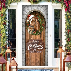 Horse Christmas Door Cover Christmas Horse Decor Christmas Outdoor Decoration Unique Gifts Doorcover 3