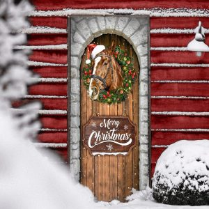 Horse Christmas Door Cover Christmas Horse Decor Christmas Outdoor Decoration Unique Gifts Doorcover 5