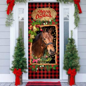 Horse Christmas Door Cover 1 Christmas Horse Decor Christmas Outdoor Decoration Unique Gifts Doorcover 1
