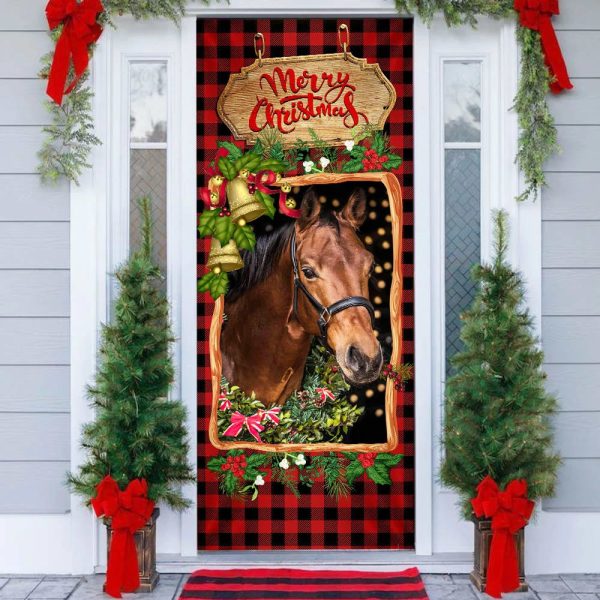 Horse Christmas Door Cover 1 – Christmas Horse Decor – Christmas Outdoor Decoration – Unique Gifts Doorcover