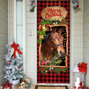 Horse Christmas Door Cover 1 Christmas Horse Decor Christmas Outdoor Decoration Unique Gifts Doorcover 2