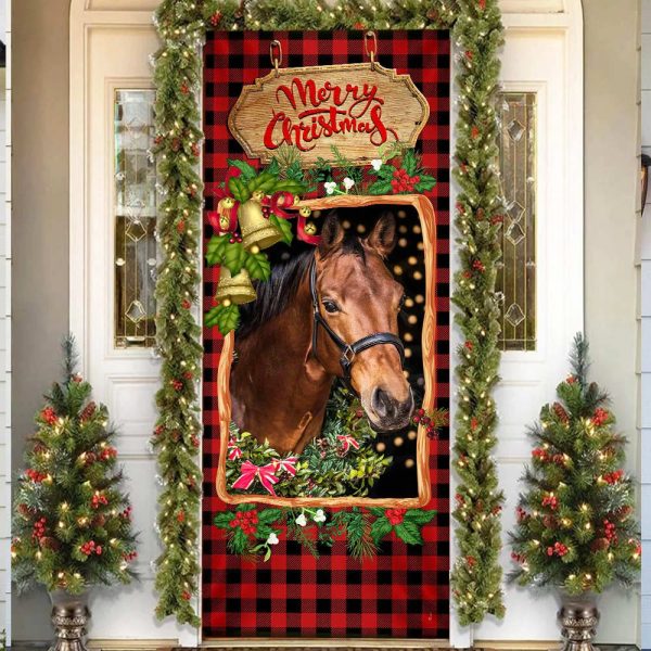 Horse Christmas Door Cover 1 – Christmas Horse Decor – Christmas Outdoor Decoration – Unique Gifts Doorcover