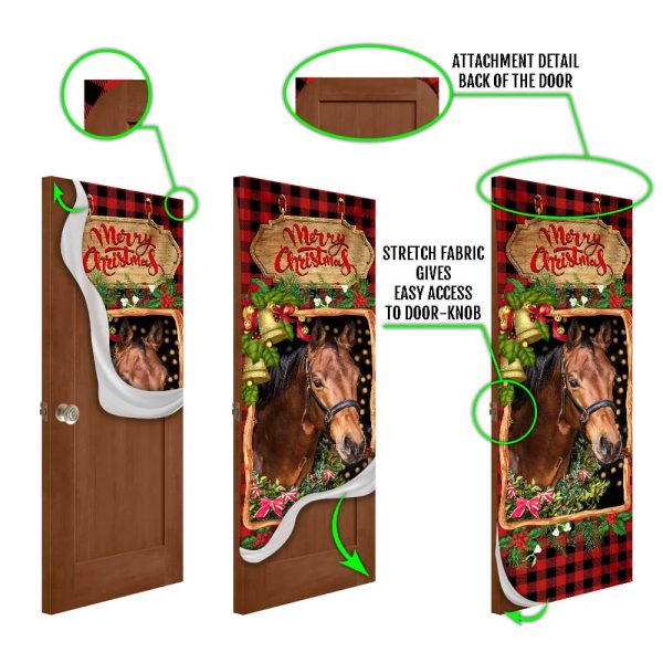 Horse Christmas Door Cover 1 – Christmas Horse Decor – Christmas Outdoor Decoration – Unique Gifts Doorcover