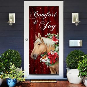 Horse Comfort And Joy Christmas Door Cover Christmas Outdoor Decoration Unique Gifts Doorcover 2
