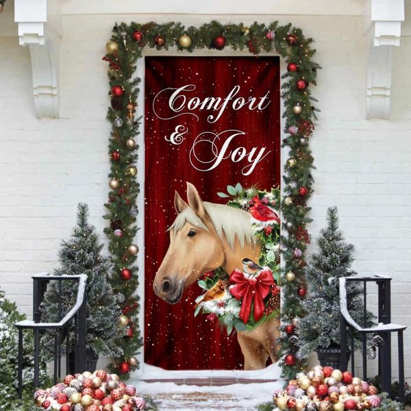 Horse Comfort And Joy Christmas Door Cover – Christmas Outdoor Decoration – Unique Gifts Doorcover
