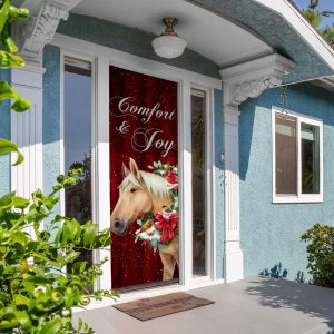 Horse Comfort And Joy Christmas Door Cover Christmas Outdoor Decoration Unique Gifts Doorcover 5