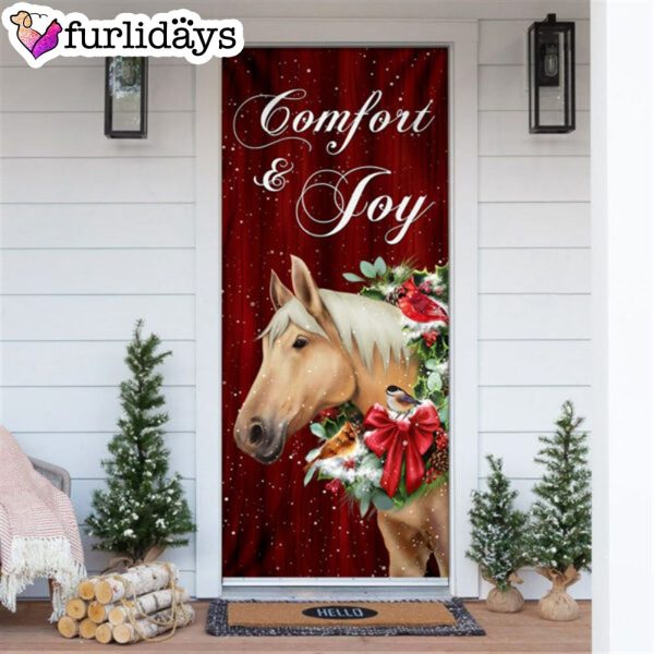 Horse Comfort And Joy Christmas Door Cover – Christmas Outdoor Decoration – Unique Gifts Doorcover