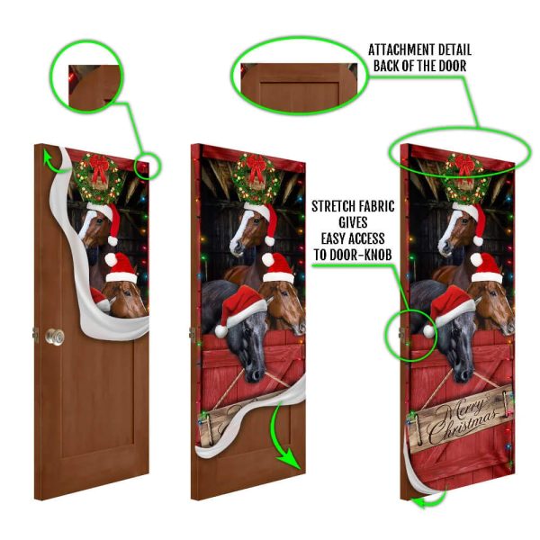 Horse Door Cover –  Merry Christmas Door Cover – Christmas Horse Decor – Housewarming Gifts