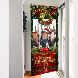 Horse Door Cover Funny Christmas Horses Christmas Horse Decor Christmas Outdoor Decoration 4