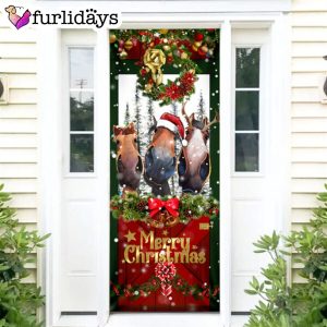Horse Door Cover Funny Christmas Horses Christmas Horse Decor Christmas Outdoor Decoration 6