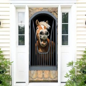 Horse Door Cover Happy Life Unique Gifts Doorcover Holiday Decor 1