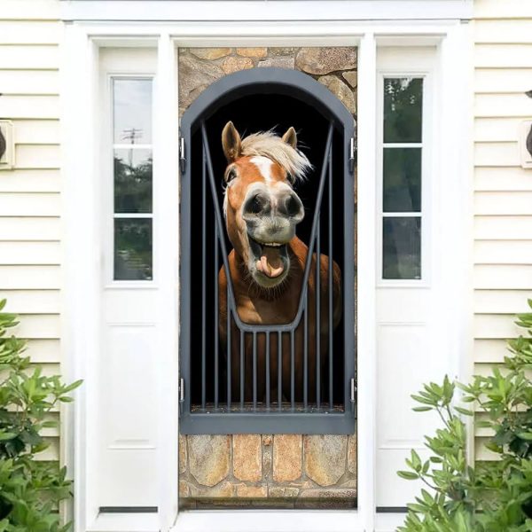 Horse Door Cover Happy Life – Unique Gifts Doorcover – Holiday Decor