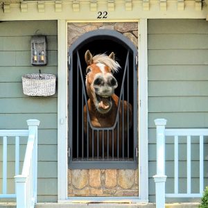 Horse Door Cover Happy Life Unique Gifts Doorcover Holiday Decor 3