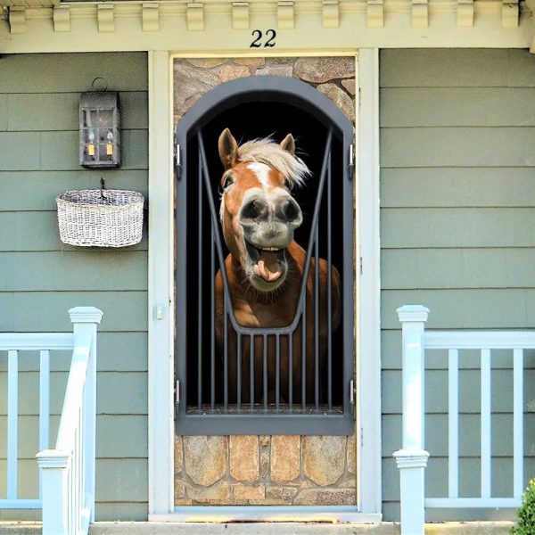 Horse Door Cover Happy Life – Unique Gifts Doorcover – Holiday Decor