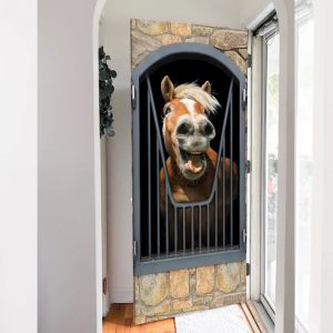 Horse Door Cover Happy Life Unique Gifts Doorcover Holiday Decor 5