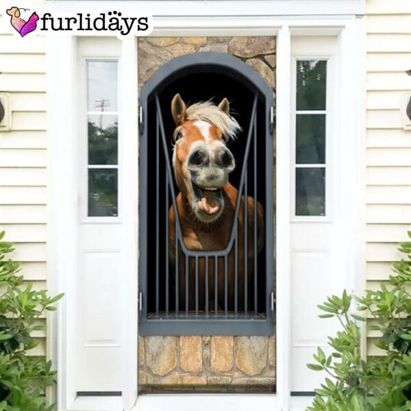 Horse Door Cover Happy Life – Unique Gifts Doorcover – Holiday Decor