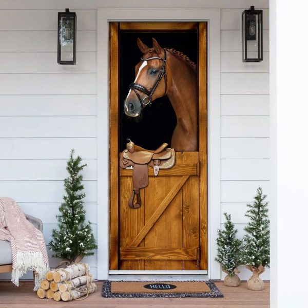 Horse In Stable  Door Cover – Unique Gifts Doorcover – Christmas Gift For Friends