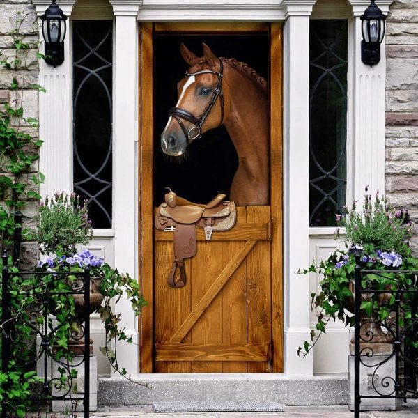 Horse In Stable  Door Cover – Unique Gifts Doorcover – Christmas Gift For Friends