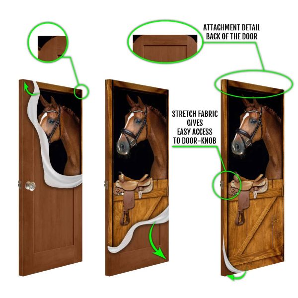Horse In Stable  Door Cover – Unique Gifts Doorcover – Christmas Gift For Friends