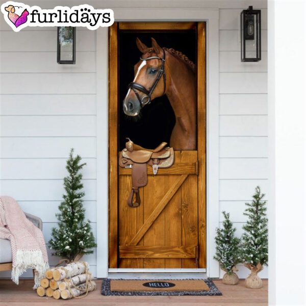 Horse In Stable  Door Cover – Unique Gifts Doorcover – Christmas Gift For Friends