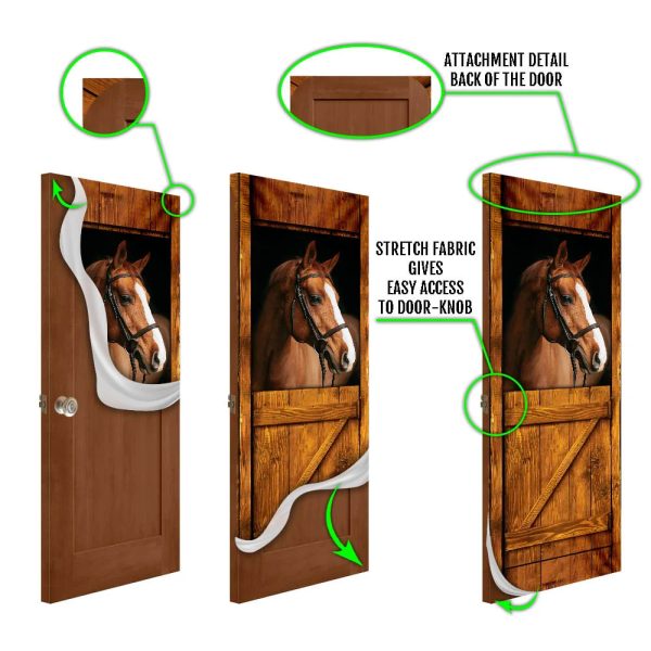 Horse In Stable Door Cover – Unique Gifts Doorcover – Holiday Decor