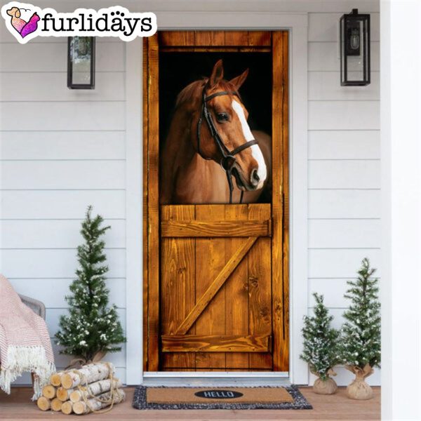 Horse In Stable Door Cover – Unique Gifts Doorcover – Holiday Decor