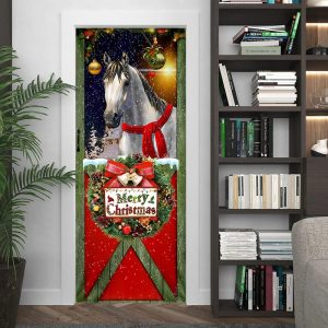 Horse Merry Christmas Door Cover Christmas Horse Decor Christmas Outdoor Decoration Unique Gifts Doorcover 4