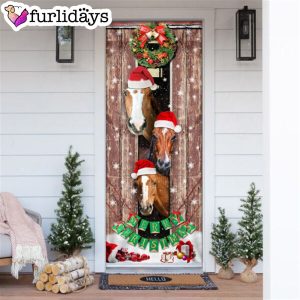 Horses Christmas Snow Barn Door Cover Christmas Horse Decor Christmas Outdoor Decoration Unique Gifts Doorcover 6